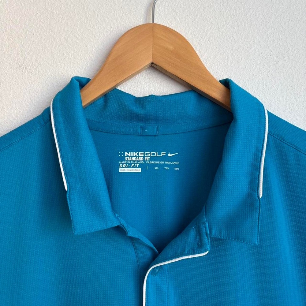 Nike Golf Mens Dri-FIT Blue Short Sleeve Polo Shirt Standard Fit XXL 2XL - Picture 4 of 4